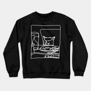 Half Memes Woman Yelling at Cat White Line Doodle Crewneck Sweatshirt